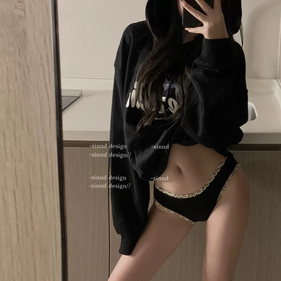 运动型奶豹*舒适简约纯棉三角内裤抗菌豹纹边春秋少女内裤低腰