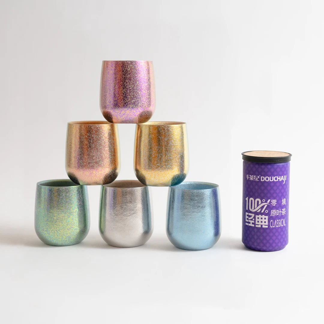纯钛 彩蛋杯 双层隔离120cc+福鼎桂花白茶80g