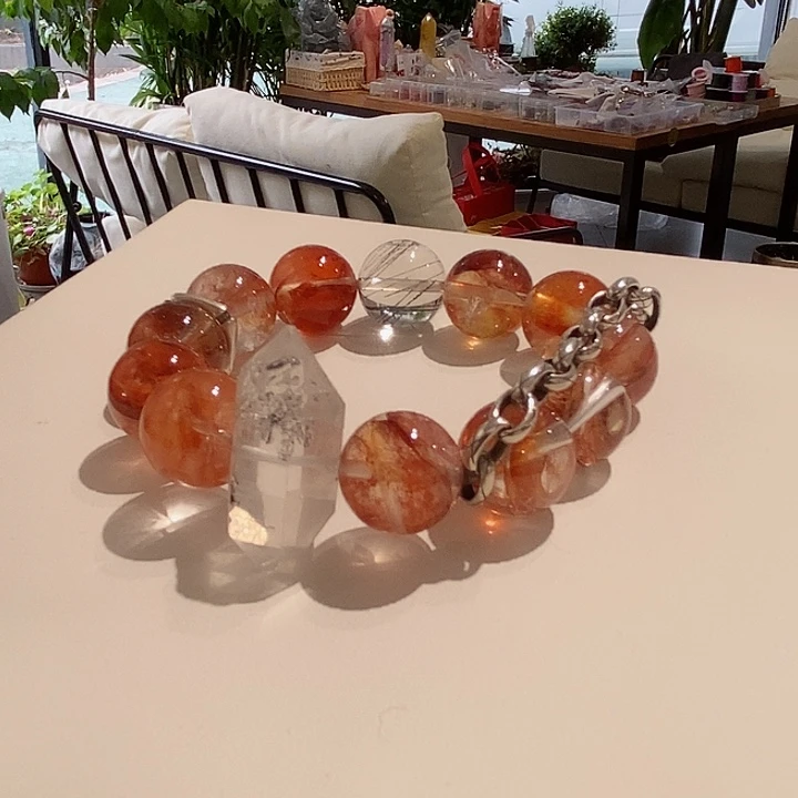 水晶手链未镶嵌红胶花手链