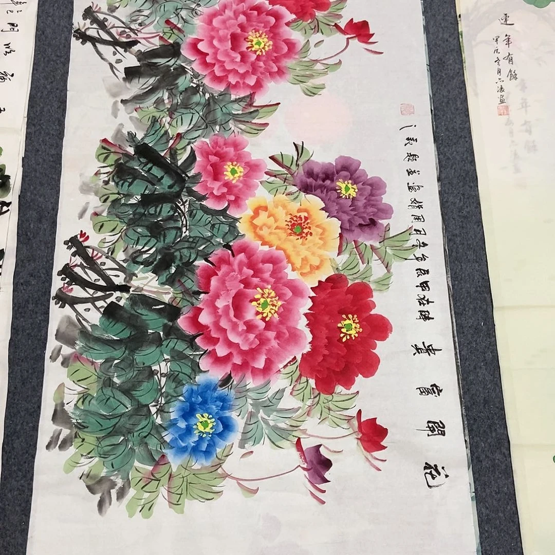 国画四尺牡丹一副