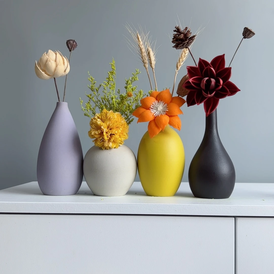 摆件陶瓷小花瓶摆件含花总高约20-30cm