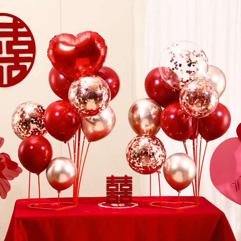 结婚气球桌飘婚房布置套装客厅装饰订婚汽球立柱地飘婚礼婚庆用品
