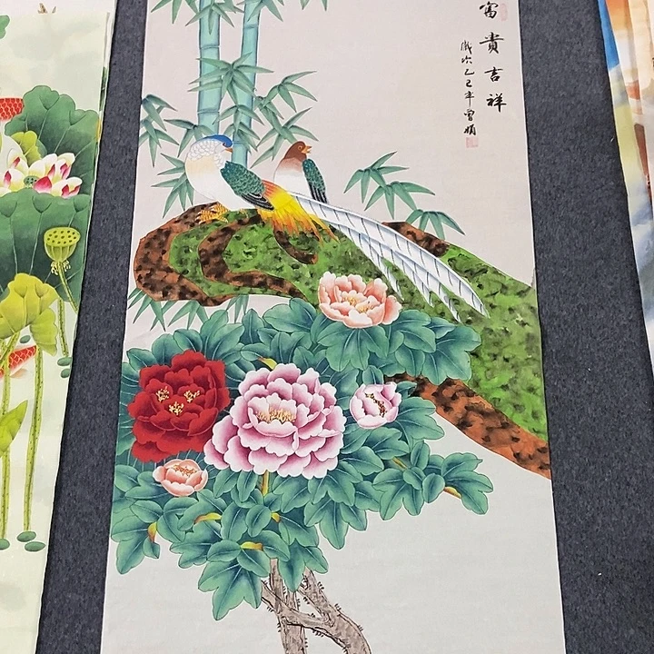 国画四尺工笔花鸟一副