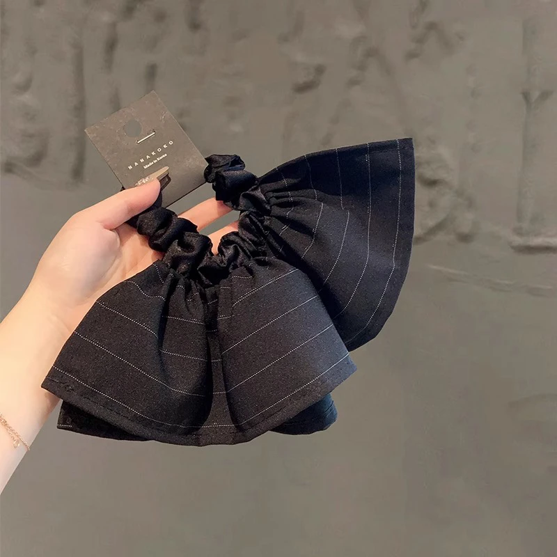 INS简约韩版裙摆发圈高弹丸子头发绳黑色耐用扎马尾头圈时尚发饰