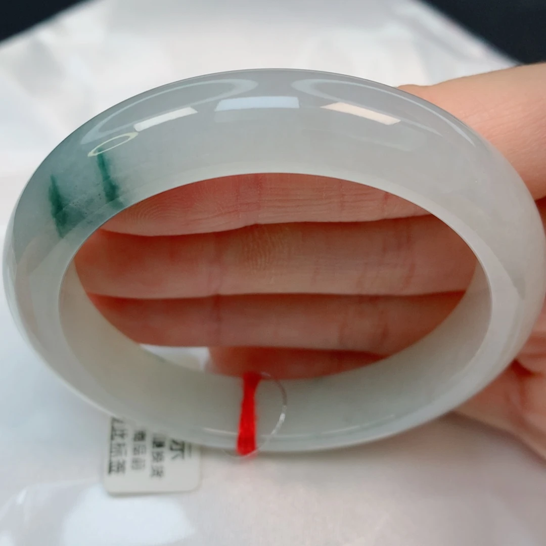 未镶嵌手镯翡翠54.4正圈，糯冰光感好小飘花，强推，010