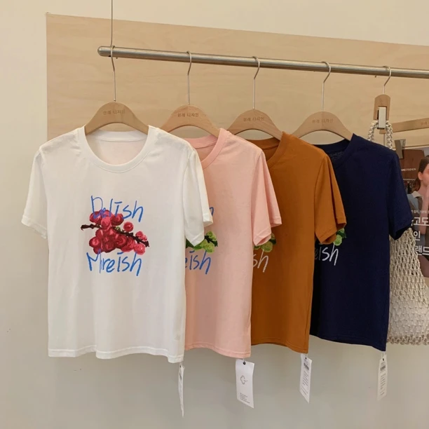 A东大门韩国原单夏款卡通印花图案百搭休闲T恤3475