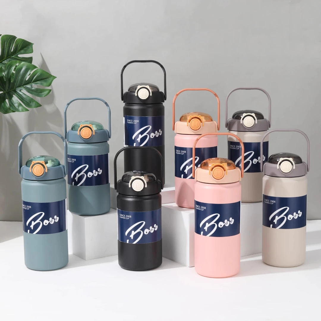 简杯优选高颜值大容量双饮吸管保温杯不锈钢学生户外便携运动水壶