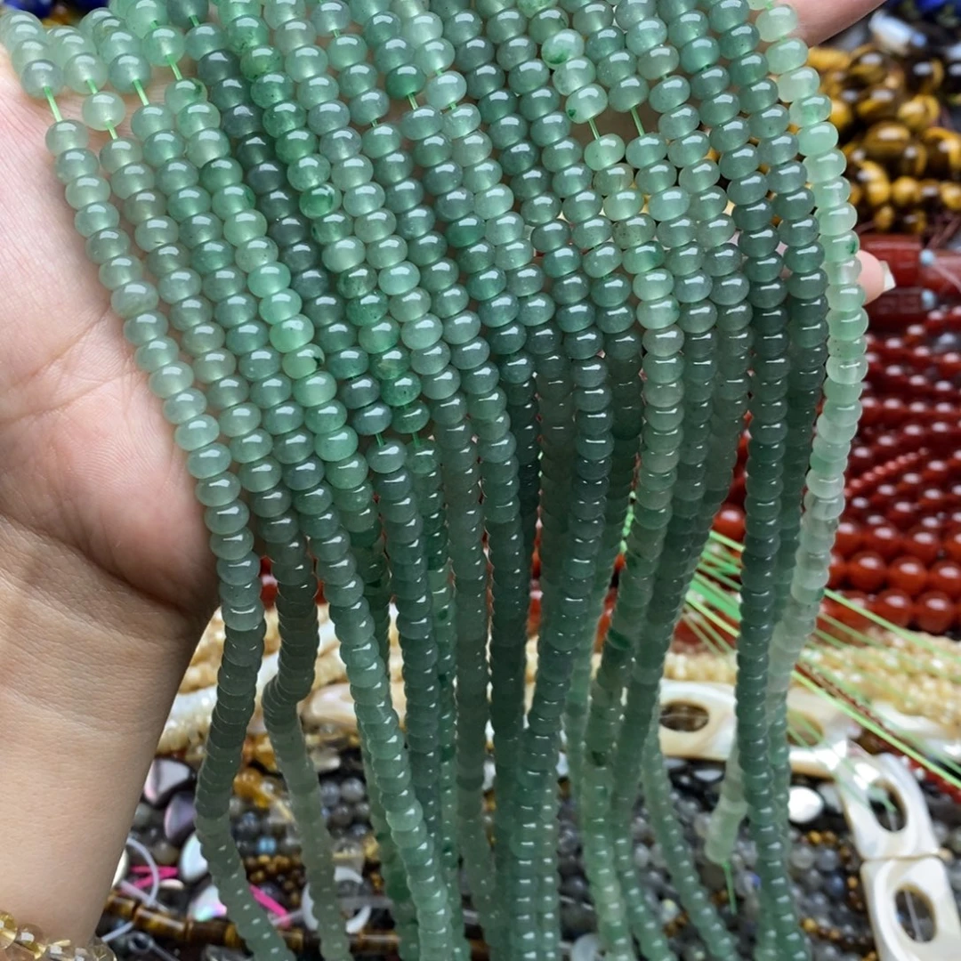 玛瑙/玉髓未镶嵌珠宝半成品一条纯天然绿东陵玉隔片4×6mm