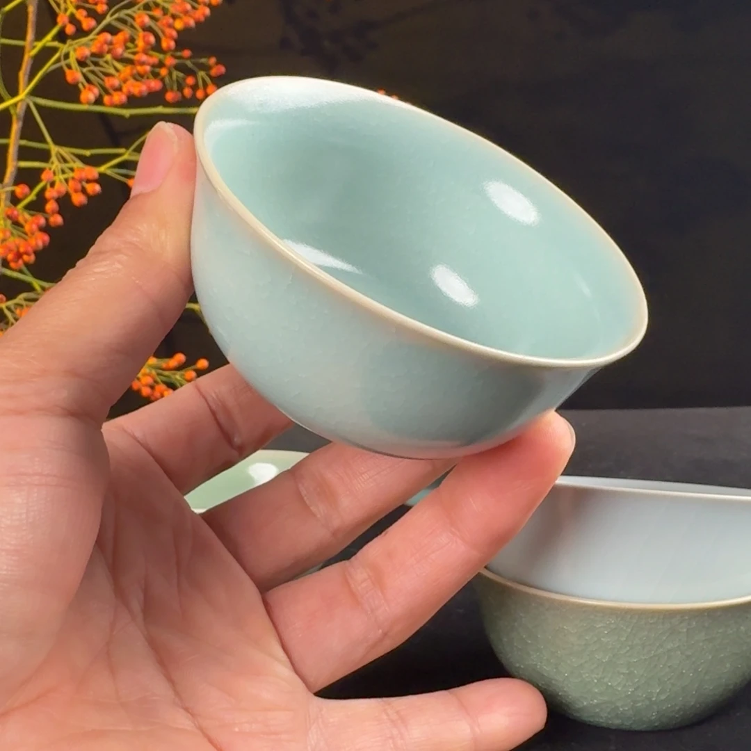 摆件汝瓷小冰花鸡缸杯