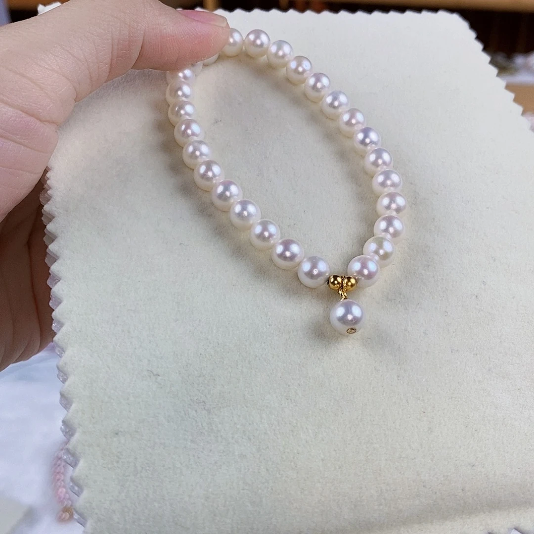 银S925镶嵌手绳淡水珍珠