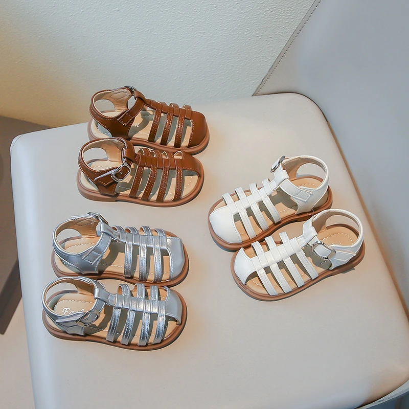 【等风回应】夏季镂空编织儿宝罗马鞋时尚休闲包头纯色软底沙滩凉鞋