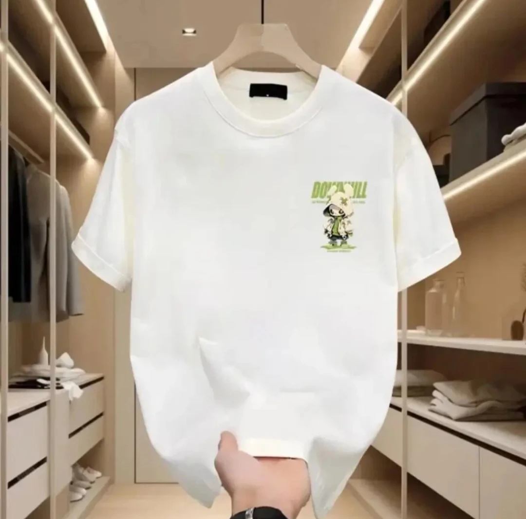 【绿精灵】TC布料奢侈品潮款T恤男女同款时尚白色休闲百搭夏季