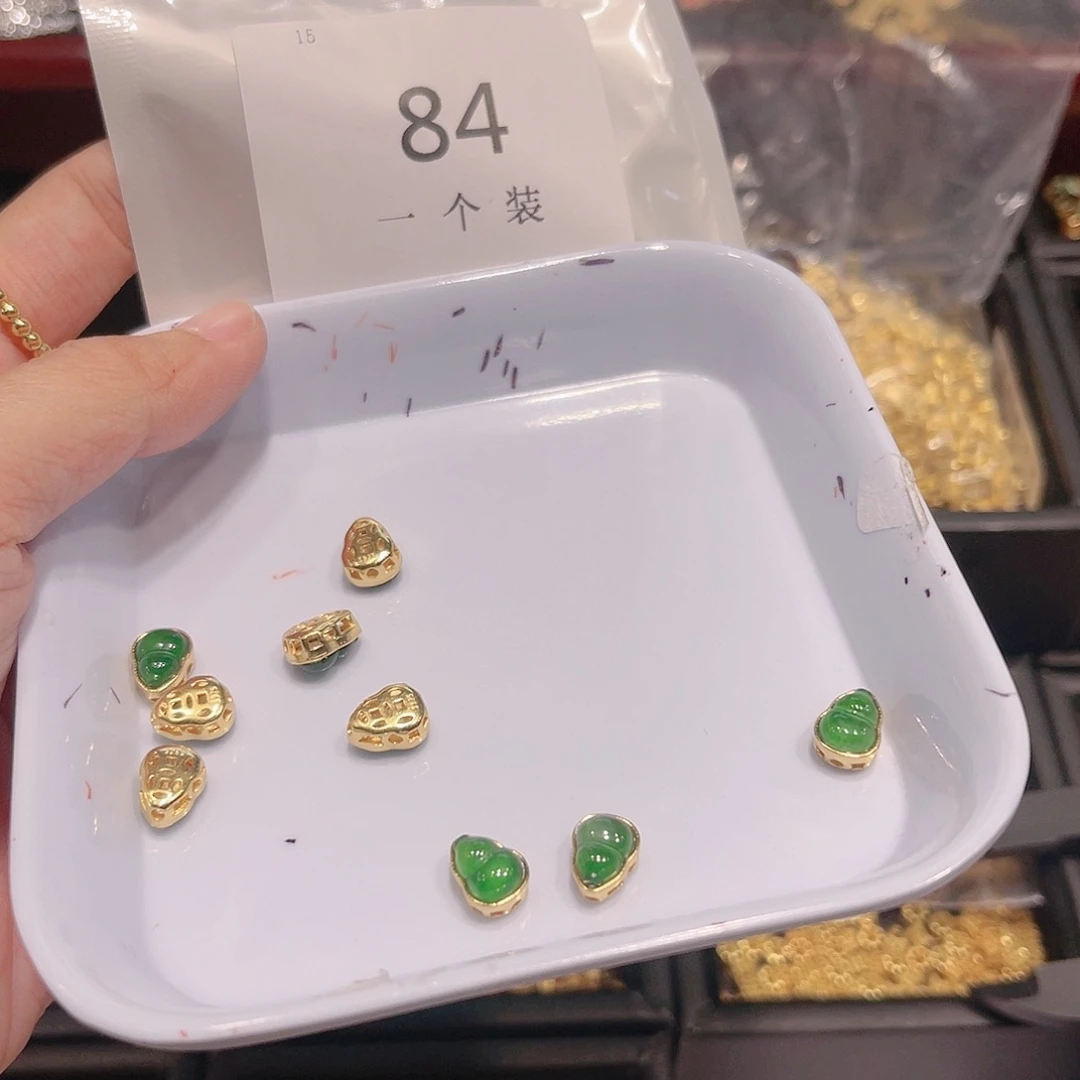 翡翠颈饰银S925镀金镶嵌84