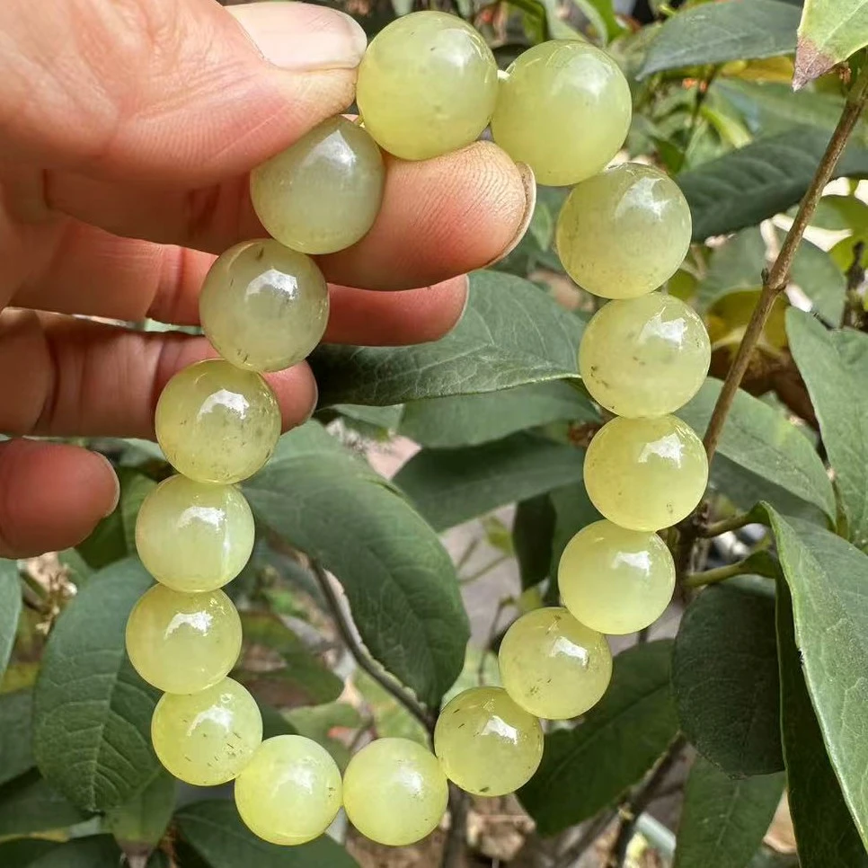 和田玉鸡油黄猫眼带青花手串卡12