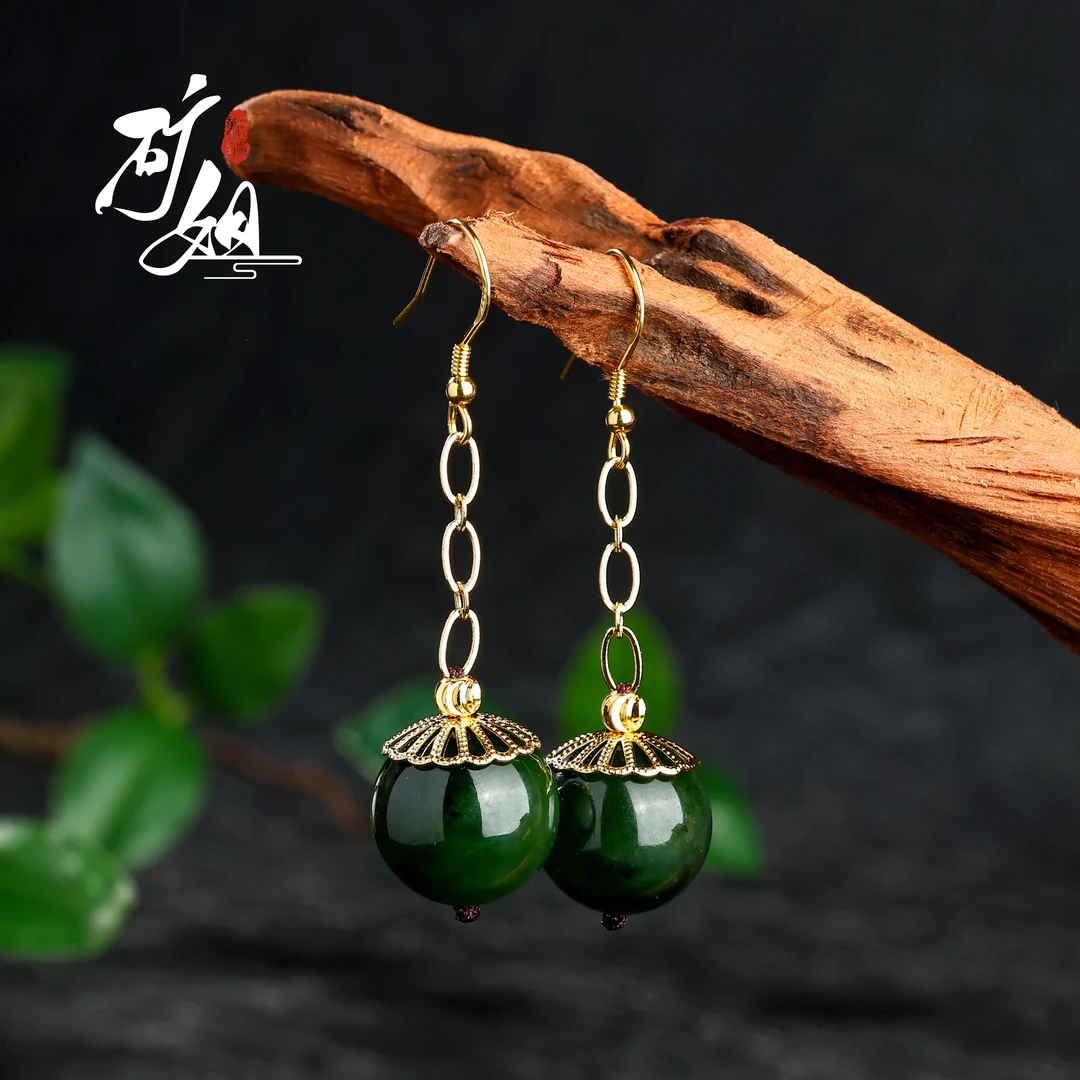 【矿姐珠宝】B0085碧玉大珠耳环有求必应耳饰碧玉15mm+款式