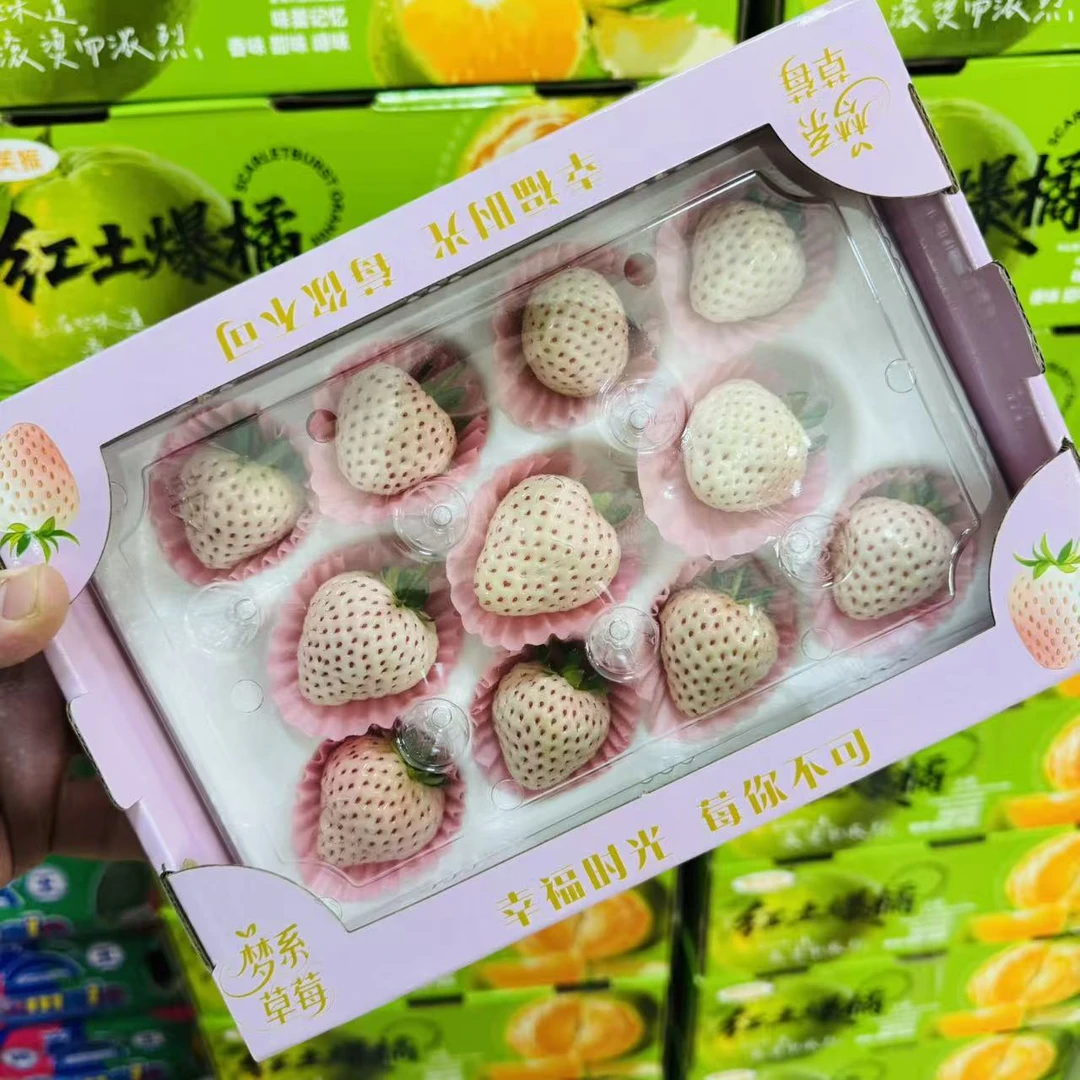 【两盒装】淡雪草莓好吃的白草莓单盒350g11颗左右只发天津市除县区