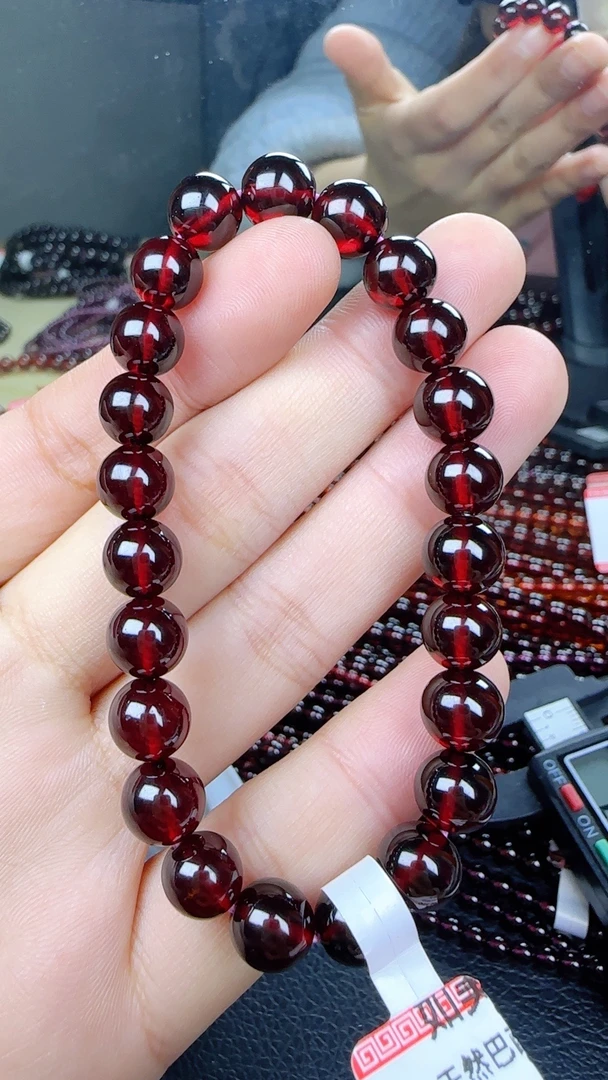 巴西橙红石榴石单圈手链8.5mm