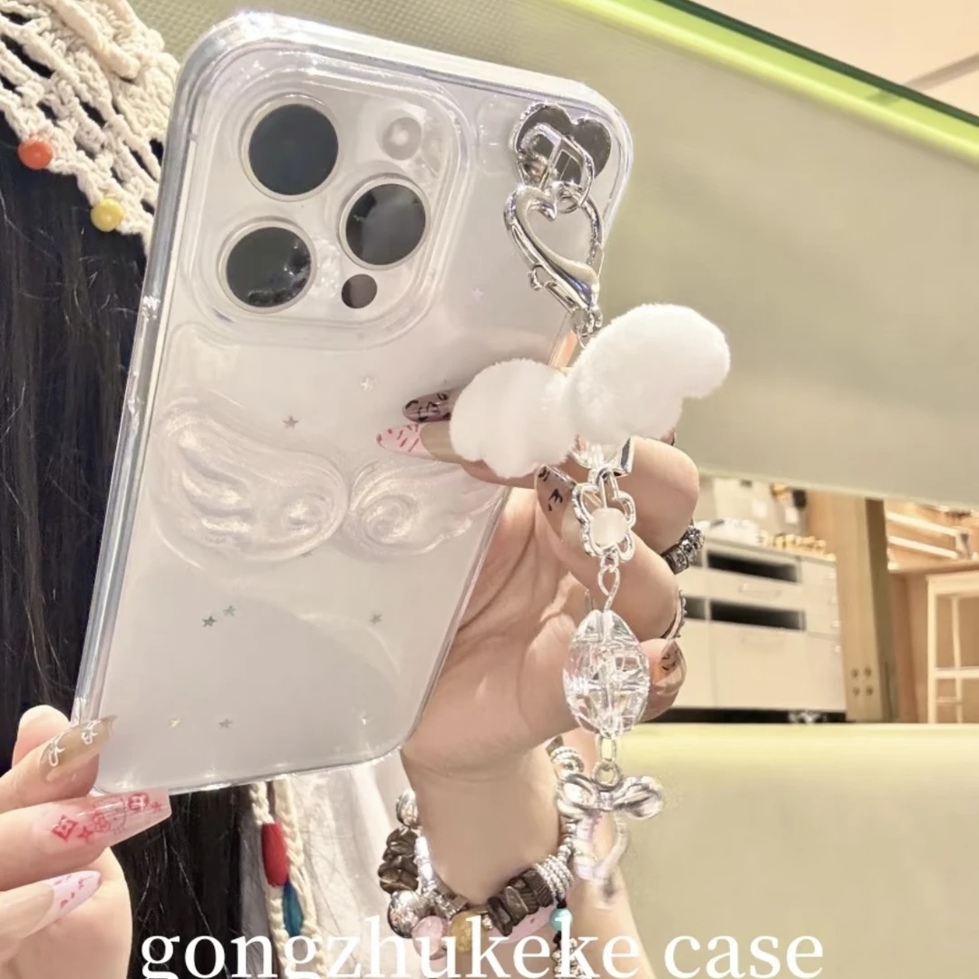 立体闪粉翅膀适用苹果16手机壳华为软壳小米滴胶壳vivo oppo防摔