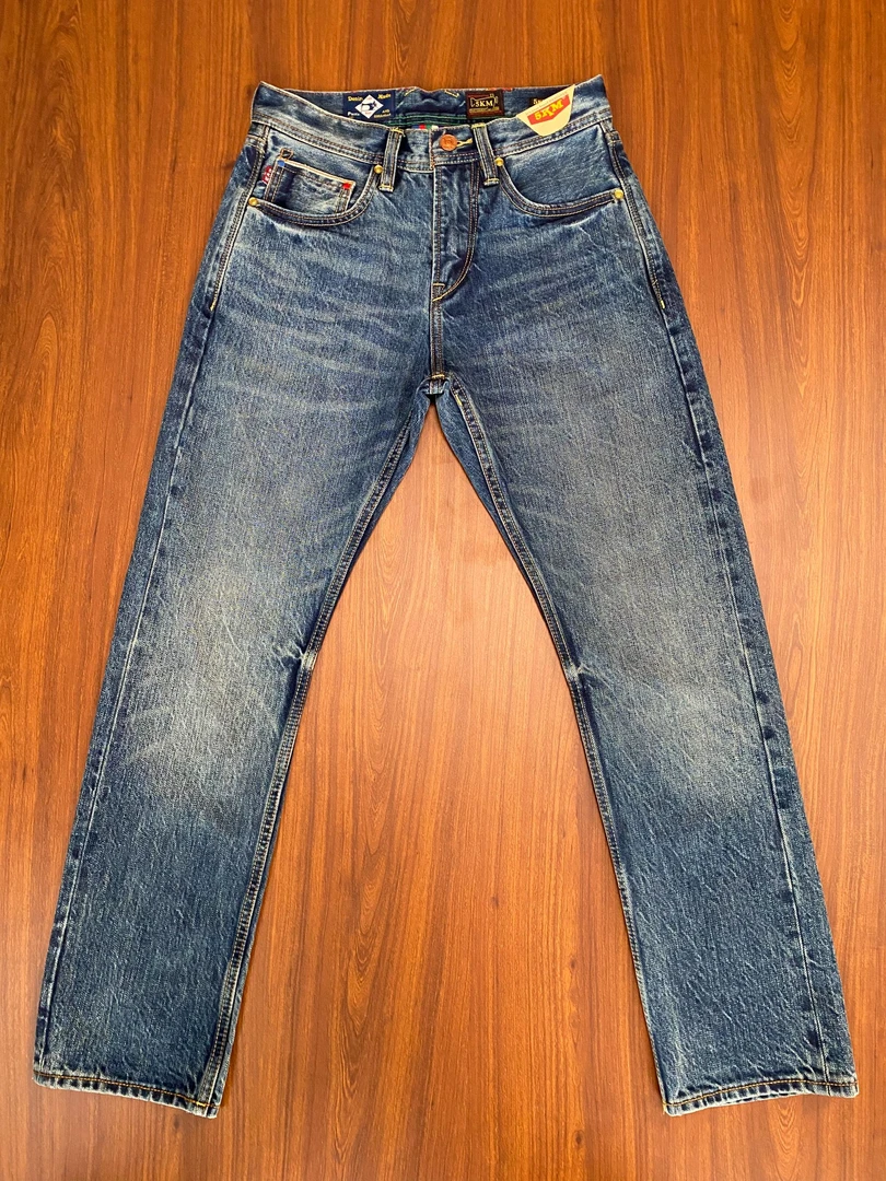 赤耳丹宁501直筒春秋款时尚重工洗水百搭牛仔裤15盎司8025