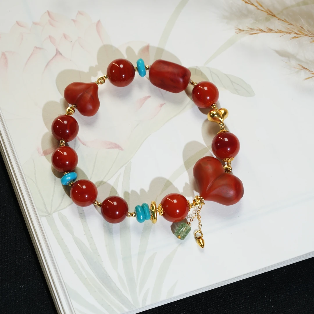 【东方十八岁】【暮听雨】南红18K金设计款收藏级手串多样性发其一