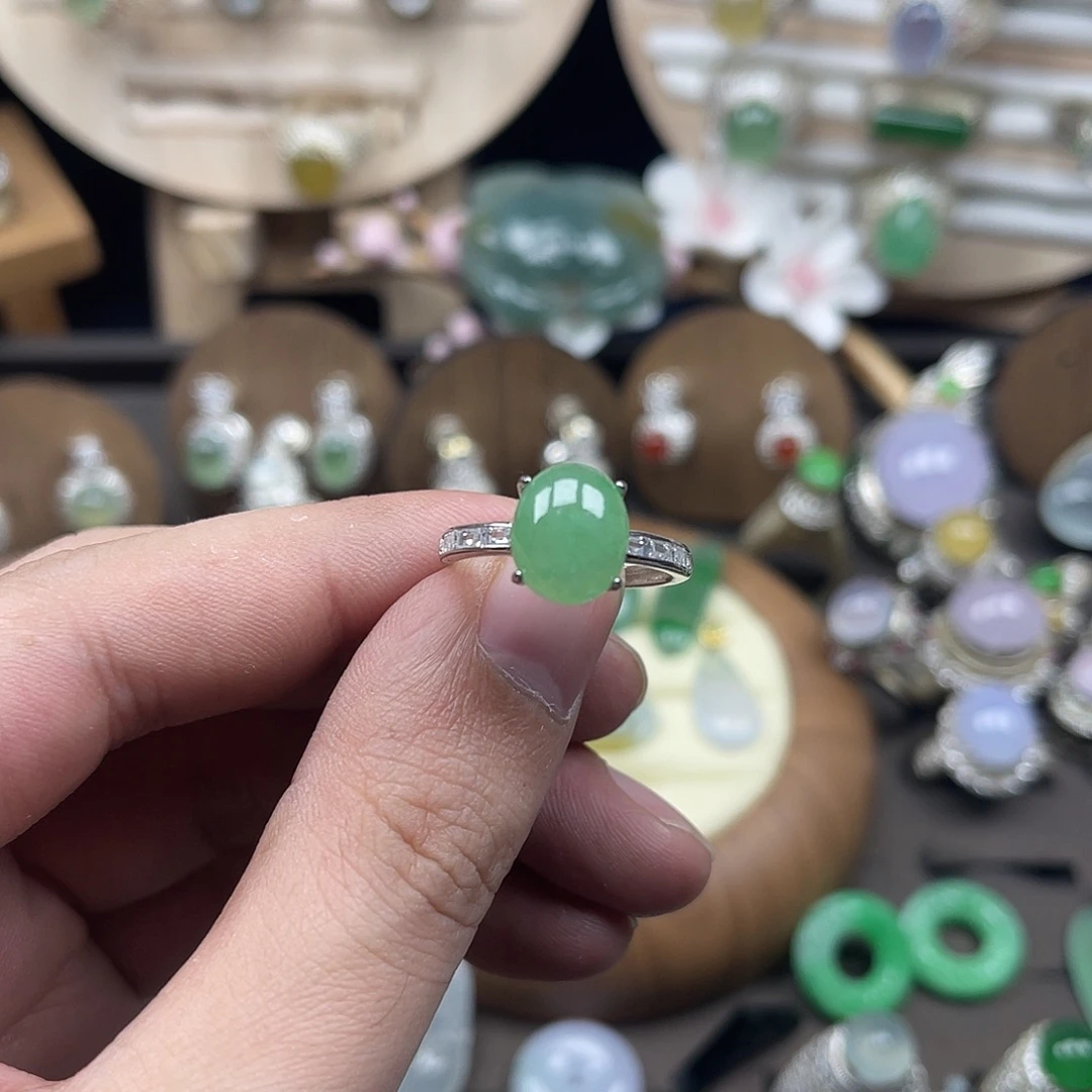 翡翠银S925镶嵌戒指