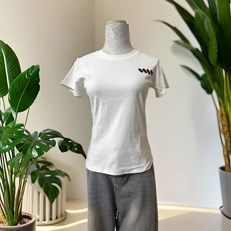 夏季百搭简约通勤正肩遮肉显瘦T恤2025新款时尚透气INS