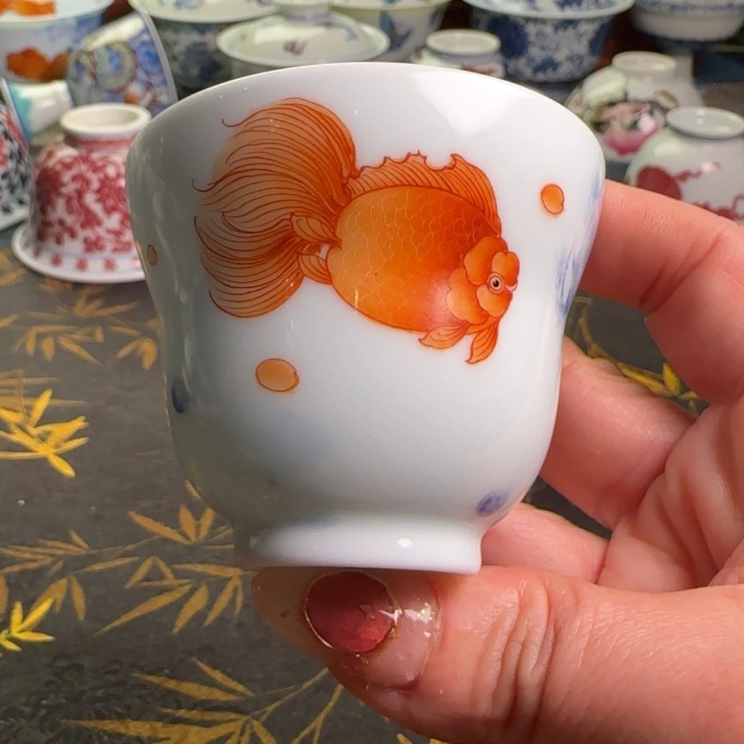 瓷片金鱼葫芦杯杯杯