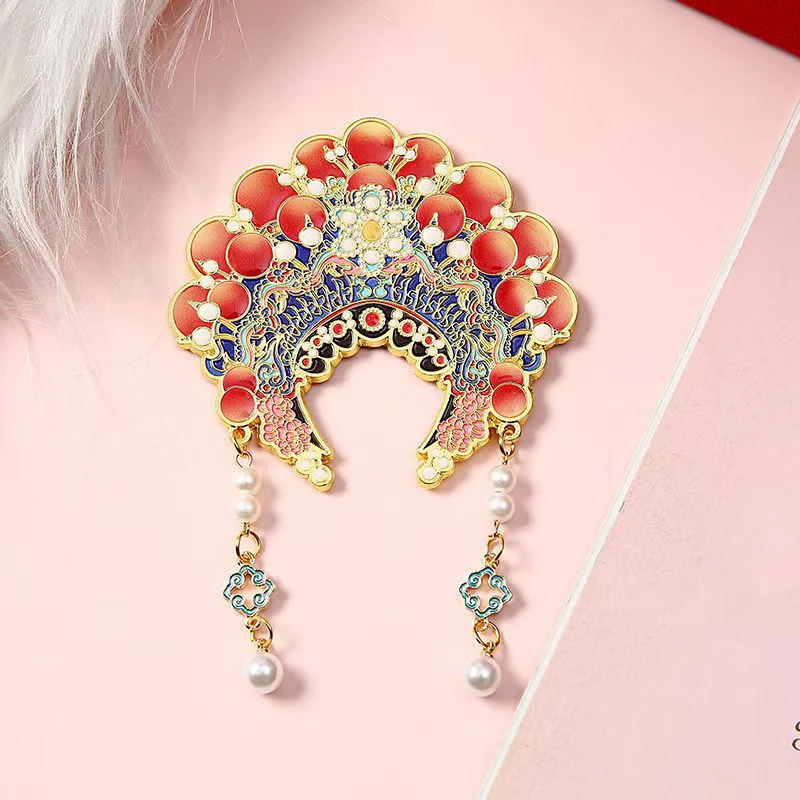 中式风格穆桂英挂帅凤冠云肩造型金属磁吸冰箱贴纪念品装饰