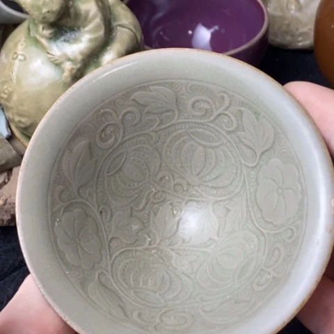 碗耀州窑印花斗笠盏