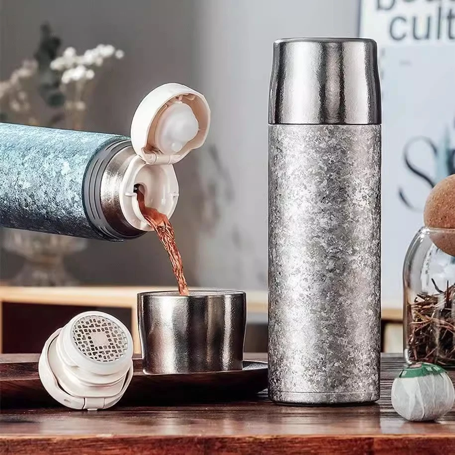 POTOCCO纯焖茶钛杯茶水分离泡茶水杯大容量男女车载杯子钛保温杯