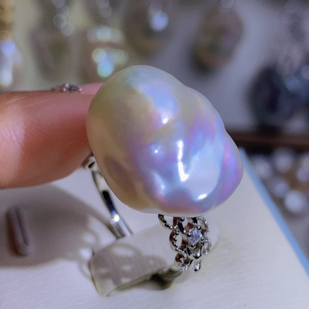 银S925镶嵌天然淡水珍珠淡水珍珠