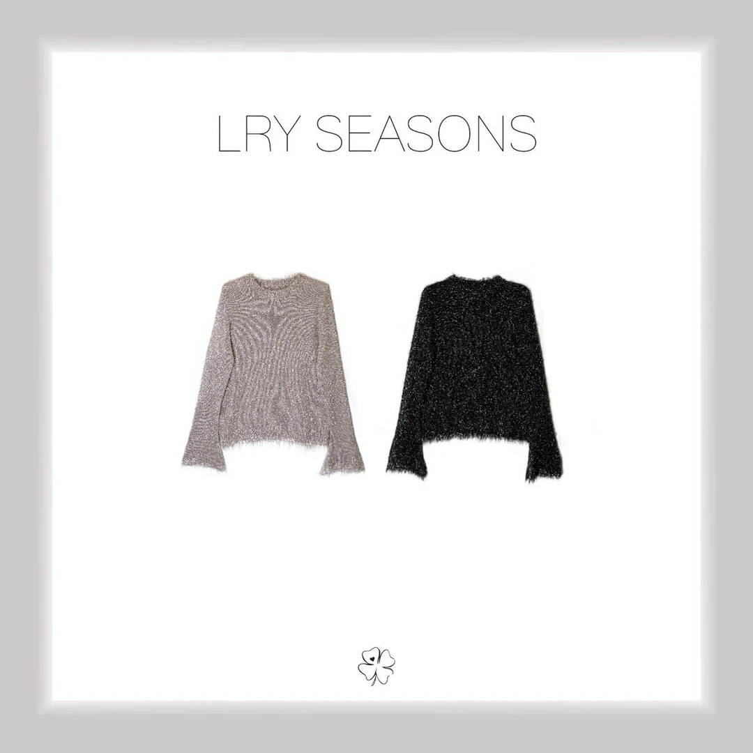 LRY SEASONS |细闪银丝毛边喇叭袖圆领毛衣25676