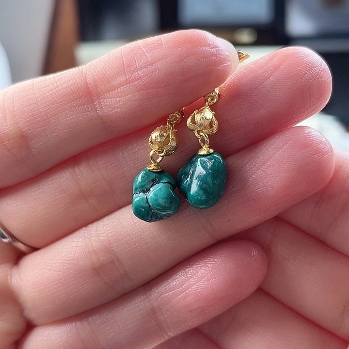绿松石未镶嵌耳环配饰
