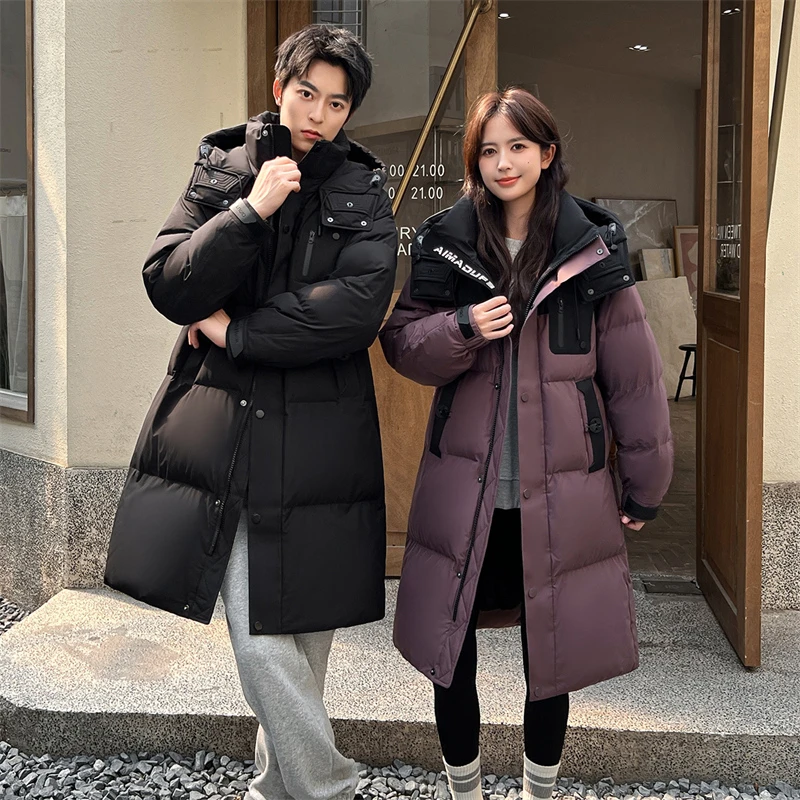 【加厚】长款羽绒服男女情侣款男女防寒外套6801
