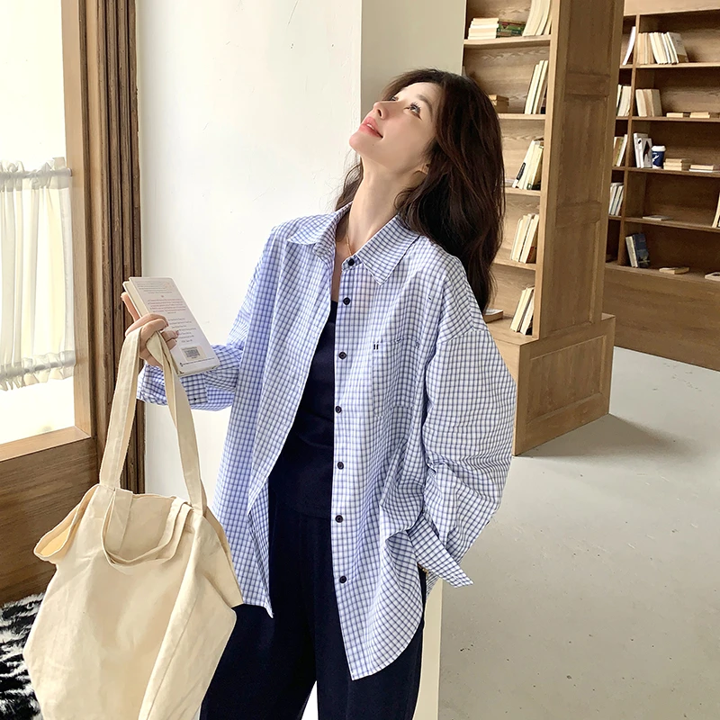 韩版时尚休闲风格子衬衫套装女2025春季新款气质吊带休闲裤三件套