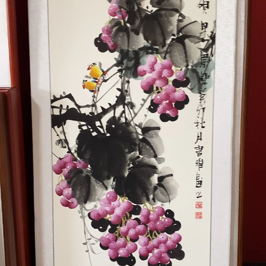 国画带框尺寸62✖️122厘米手绘包邮