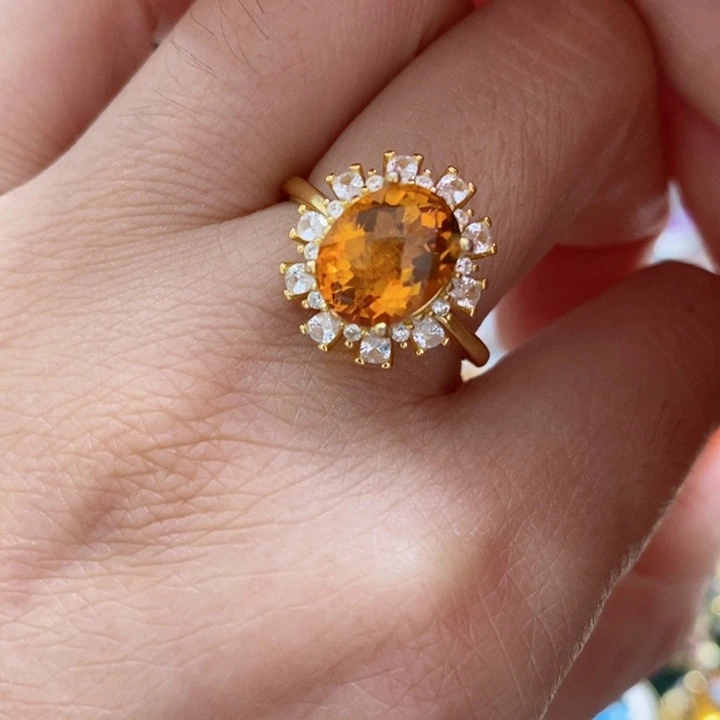 水晶戒指银S925镶嵌天然水晶戒指