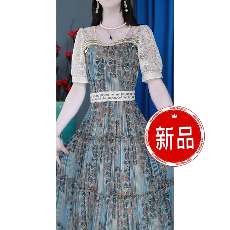 【波西米亚】收腰时尚夏季气质显瘦中长款修身优雅连衣裙