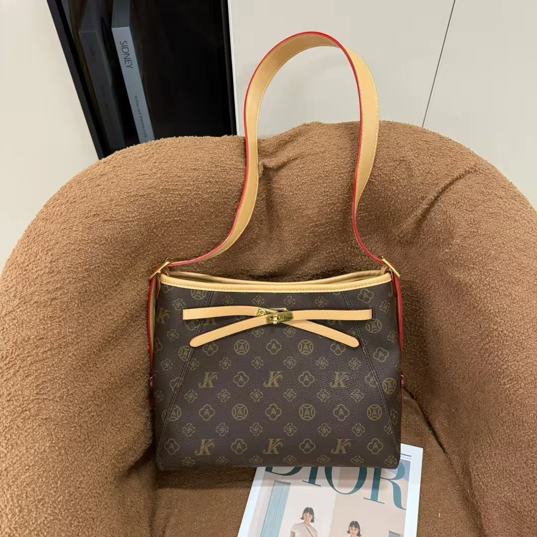 女托特包经典印花妈咪通勤包百搭多隔层大容量单肩斜挎包