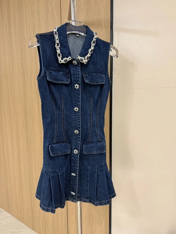 [lightrain定制]气质俏皮显瘦蓝宝石牛仔连体裙