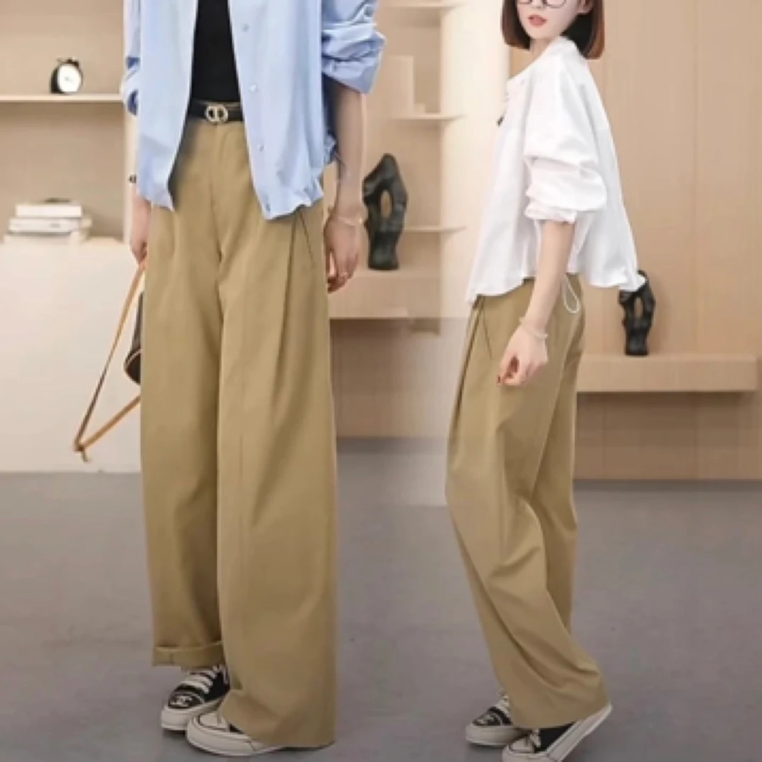 风琴裤~亲肤舒适显瘦休闲裤2025春季新款女裤子1457百搭宽松简约