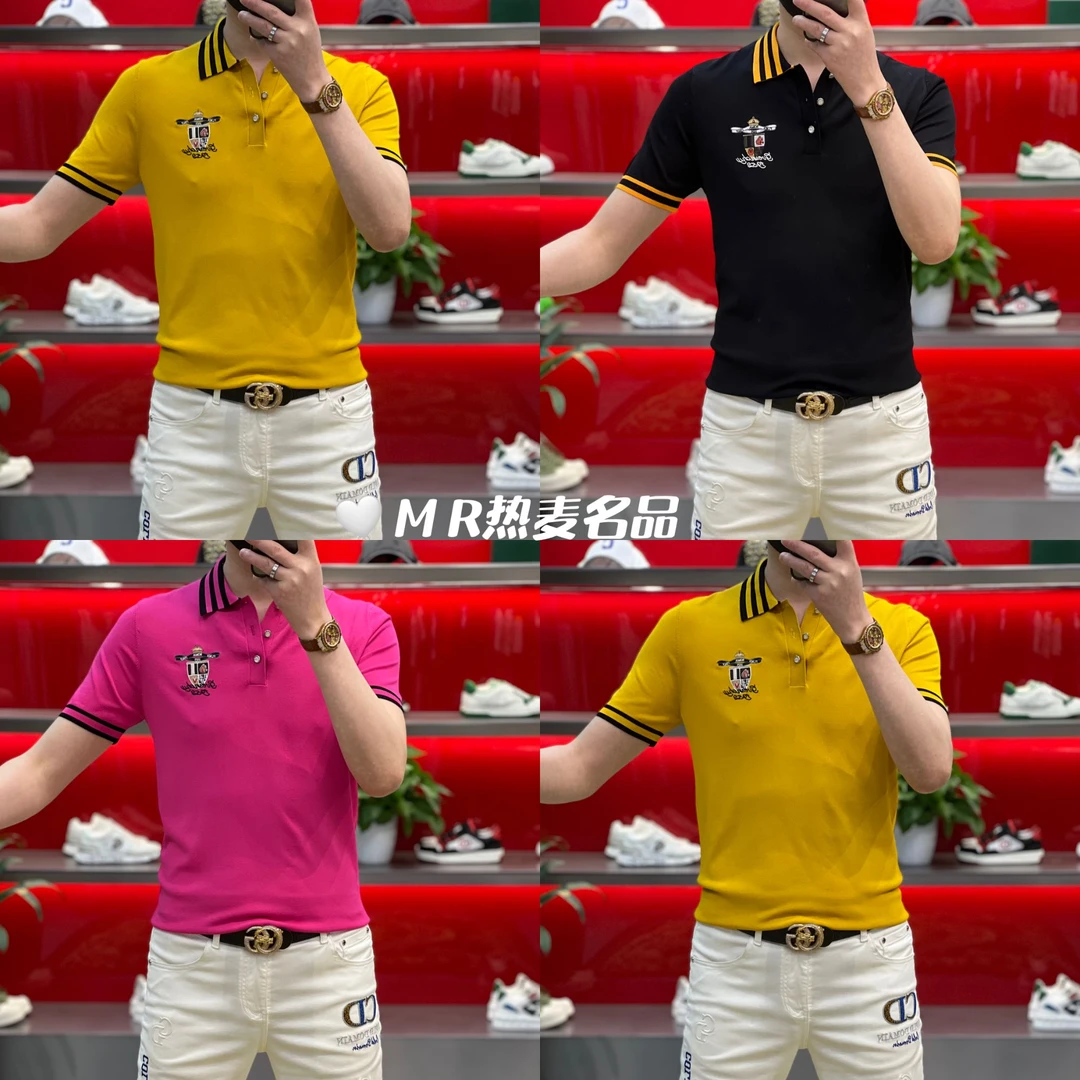 【熠星甄选】夏季Polo短袖伊力特条纹领刺绣胸标25款 男士修身弹力