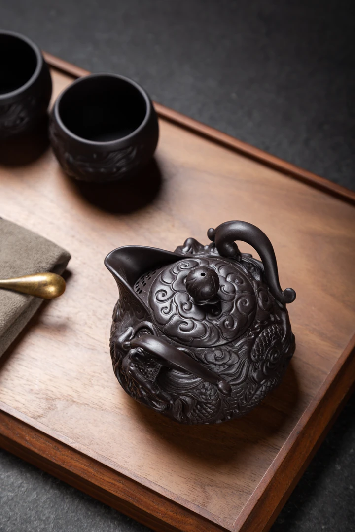 紫陶送人送礼泡茶专用单个手抓壶复古手工功夫茶具茶杯D1