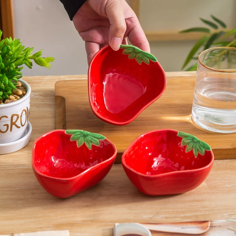 【3个装】釉下彩陶瓷碟子火锅蘸料碟可爱点心碗高颜值家用水果味碟