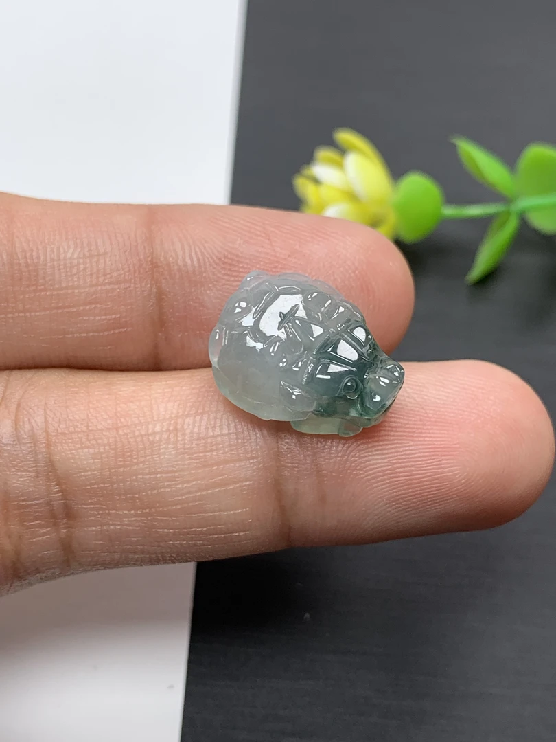 天然缅甸翡翠A货 精品龙头龟 冰透飘花精美吊坠手链