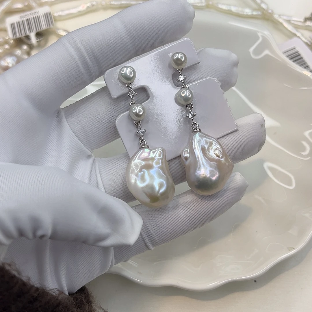 淡水珍珠耳饰合金