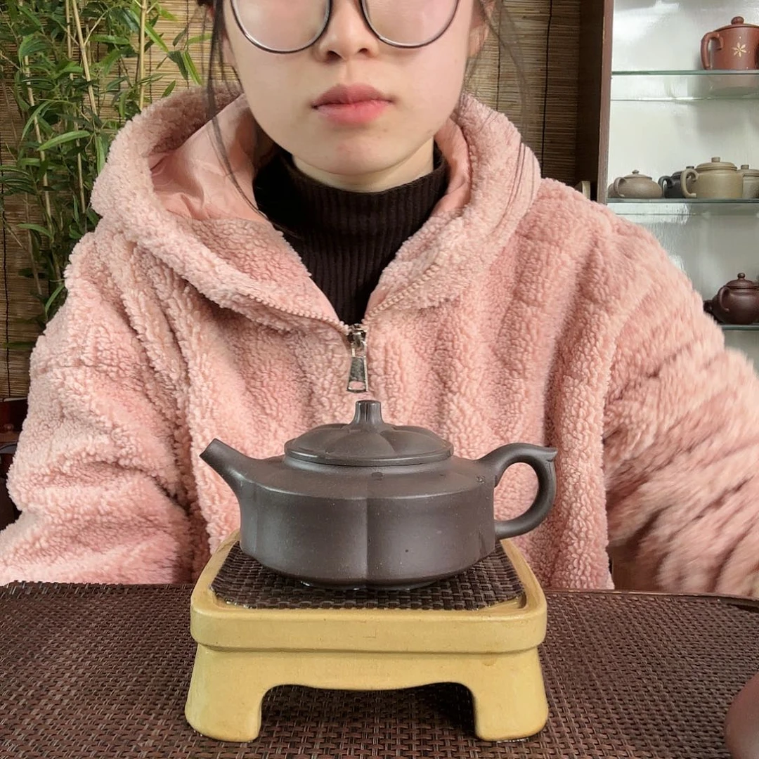 紫砂茶杯原矿天青大彬梅瓣260CC左右