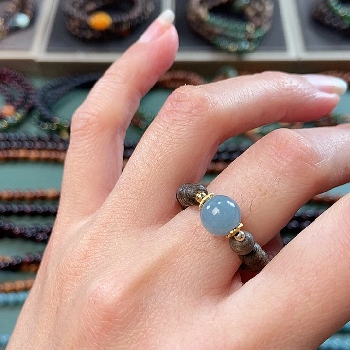 沉香沉香木制品白棋沉香戒指0.4