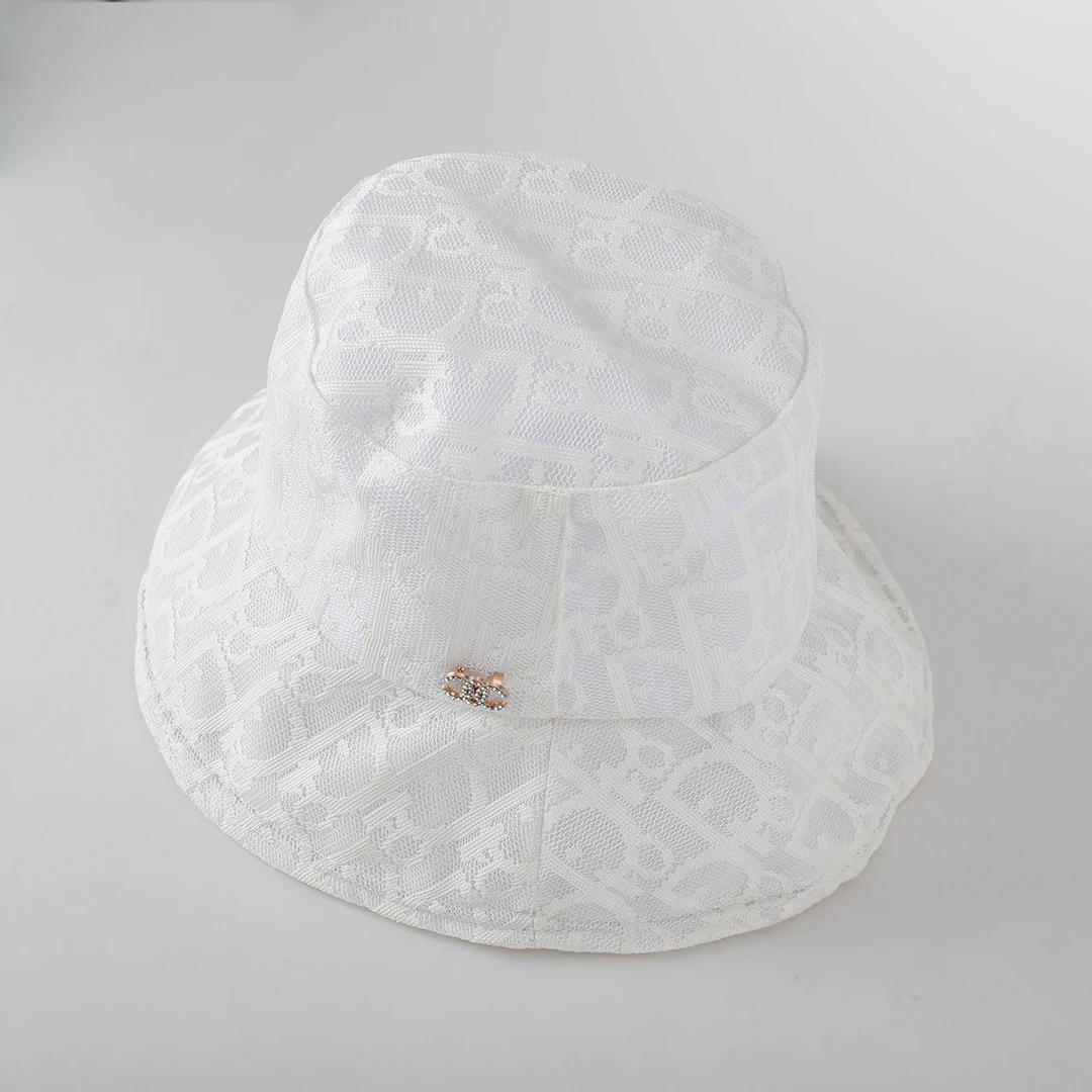 双C立体暗纹GAO级帽女蕾丝提花D字渔夫帽透气防晒21LOVE609