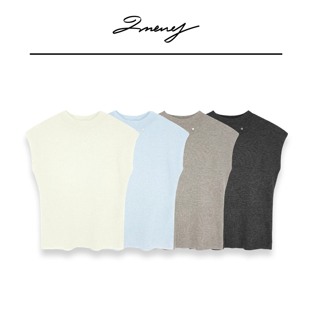 LMENY软乎乎~软糯半高领小飞袖短袖气质内搭针织25AM0010